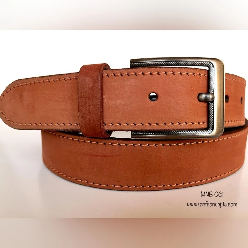 Nubuck Leather Belt, Genuine Leather belt - Picture 3 of 8